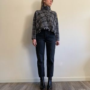 ZARA black and white tweed poncho sweater